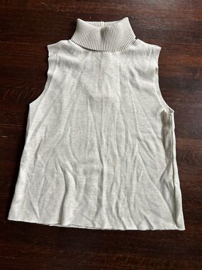 Zara Cream Sleeveless Turtleneck Knit Tank